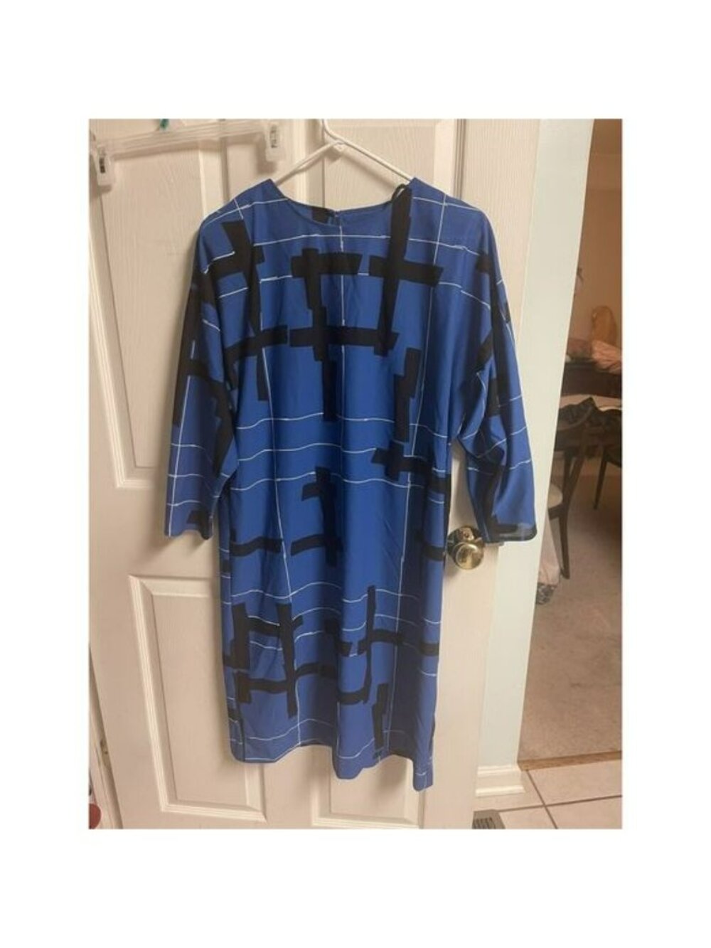 VNT Disco dress from 80’s black & blue Geometric A Line Sz Large 42 Bust